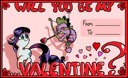 Size: 1500x917 | Tagged: safe, artist:labba94, rarity, spike, g4, female, male, ship:sparity, shipping, straight, valentine, valentine's day