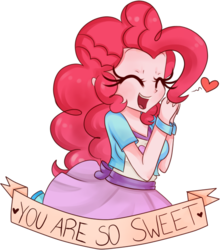 Size: 581x661 | Tagged: safe, artist:lucy-tan, pinkie pie, equestria girls, blushing, cute, diapinkes, female, happy, heart, solo, valentine, valentine's day