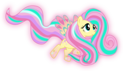 Size: 1639x955 | Tagged: safe, artist:kimberlythehedgie, fluttershy, g4, colored wings, female, multicolored wings, rainbow power, rainbow wings, solo, wings