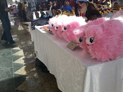 Size: 1024x768 | Tagged: artist needed, safe, oc, oc only, oc:fluffle puff, convention, irl, meta, photo, plushie, ponycon 2016, ponycon nyc, twitter, xk-class end-of-the-world scenario