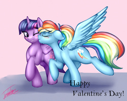Size: 1600x1280 | Tagged: safe, artist:elzzombie, rainbow dash, twilight sparkle, alicorn, pony, g4, female, hearts and hooves day, lesbian, mare, ponytail, ship:twidash, shipping, twilight sparkle (alicorn), valentine's day