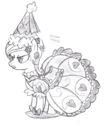 Size: 2425x2880 | Tagged: safe, artist:drchrisman, applejack, g4, look before you sleep, clothes, dress, female, froufrou glittery lacy outfit, hennin, high res, monochrome, princess applejack, sketch, solo, traditional art