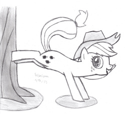 Size: 2338x2121 | Tagged: safe, artist:drchrisman, applejack, g4, bucking, female, high res, monochrome, open mouth, sketch, solo, traditional art