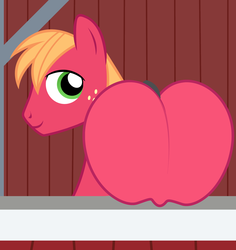 Size: 1992x2108 | Tagged: safe, artist:badumsquish, derpibooru exclusive, big macintosh, earth pony, pony, g4, apple, food, looking at you, male, misleading thumbnail, not what it looks like, smiling, solo, stallion