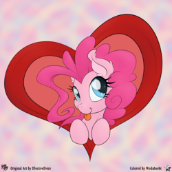 Size: 6000x6000 | Tagged: safe, artist:dfectivedvice, artist:wodahseht, pinkie pie, g4, absurd resolution, blue eyes, cute, diapinkes, female, heart, solo, tongue out