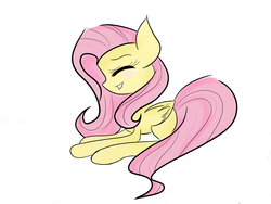 Size: 1600x1200 | Tagged: safe, artist:dashybrony2012, fluttershy, pegasus, pony, g4, eyes closed, female, mare, prone, simple background, smiling, solo, white background