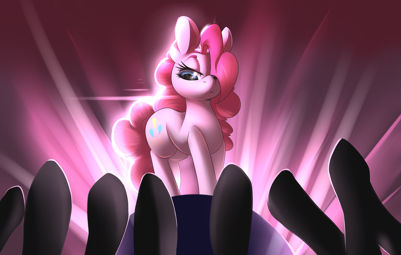 safe, artist:sourspot, pinkie pie, audience, bedroom eyes, hair over one ey...