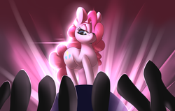 Size: 1600x1017 | Tagged: safe, artist:sourspot, pinkie pie, g4, audience, bedroom eyes, hair over one eye