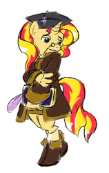 Size: 540x853 | Tagged: safe, artist:brownie-bytes, sunset shimmer, unicorn, anthro, g4, clothes, crossover, female, final fantasy, scholar, solo