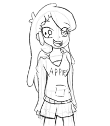 Size: 709x817 | Tagged: safe, artist:lesbocarwash, apple bloom, human, g4, female, humanized, monochrome, older, open mouth, sketch, solo, teenager