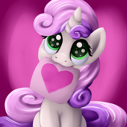 Size: 3900x3900 | Tagged: safe, artist:grennadder, sweetie belle, pony, g4, cute, diasweetes, female, heart, high res, solo, valentine, valentine's day, valentine's day card