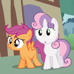 Size: 520x520 | Tagged: safe, screencap, scootaloo, sweetie belle, g4, the cutie pox