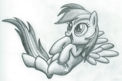 Size: 2102x1404 | Tagged: safe, artist:thexxxx, rainbow dash, g4, artifact, cute, dashabetes, female, monochrome, solo, traditional art