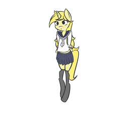 Size: 2000x2000 | Tagged: safe, artist:notten1, oc, oc only, oc:line plucker, anthro, unguligrade anthro, arm hooves, clothes, high res, sailor uniform, school uniform, simple background, white background, wip