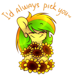 Size: 1024x1035 | Tagged: safe, artist:starlyfly, oc, oc only, oc:sunflower (starflygallery), smiling, solo, sunflower, valentine