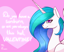 Size: 855x700 | Tagged: safe, artist:alphaaquilae, princess celestia, pony, g4, female, solo, sunburn, valentine's day