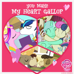 Size: 800x800 | Tagged: safe, bon bon, cranky doodle donkey, lyra heartstrings, matilda, princess cadance, shining armor, sweetie drops, alicorn, donkey, earth pony, pony, unicorn, g4, official, best friends, female, hasbro, heart, hearts and hooves day, hug, kissing, lesbian, male, mare, married, married couple, meme, my little pony logo, ship:crankilda, ship:lyrabon, ship:shiningcadance, shipping, shipping fuel, stallion, straight, thanks m.a. larson, valentine's day