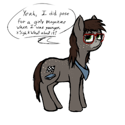 Size: 600x600 | Tagged: safe, artist:thebathwaterhero, oc, oc only, pony, coat markings, glasses, neckerchief, simple background, solo, speech bubble, white background