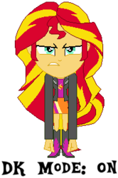 Size: 199x300 | Tagged: safe, artist:toonalexsora007, sunset shimmer, equestria girls, g4, big arms, dk mode, donkey kong, female, goldeneye 64, nintendo 64, pixel art, simple background, solo, transparent background