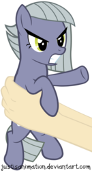 Size: 656x1218 | Tagged: safe, artist:justisanimation, limestone pie, human, pony, g4, cute, female, hand, holding a pony, justis holds a pony, limabetes, limetsun pie, simple background, solo, transparent background, tsundere