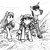 Size: 1200x1200 | Tagged: safe, artist:thebathwaterhero, oc, oc only, oc:maximilian, oc:misty horizons, oc:sunny days, pony, series:entrapment, cyoa, monochrome, trio