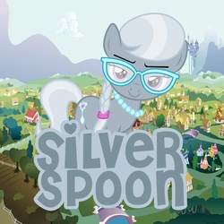 Size: 5000x5000 | Tagged: safe, artist:1nsp1r, silver spoon, earth pony, pony, g4, absurd resolution, female, filly, foal, giant pony, giantess, glasses, macro, solo