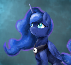 Size: 1024x942 | Tagged: safe, artist:ashaphaedra, princess luna, alicorn, pony, g4, female, mare, sitting, smiling, solo