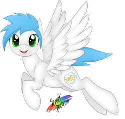 Size: 3658x3478 | Tagged: safe, artist:scarlet-spectrum, oc, oc only, oc:azure horizon, pegasus, pony, cute, flying, high res, simple background, smiling, solo, transparent background, young