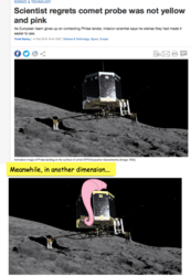 Size: 600x866 | Tagged: safe, edit, fluttershy, g4, comet, philae lander