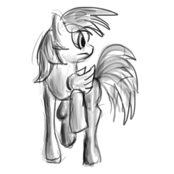 Size: 1424x1424 | Tagged: safe, artist:xbi, rainbow dash, pony, g4, female, monochrome, sketch, solo