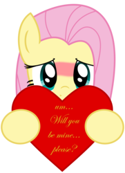 Size: 1939x2671 | Tagged: safe, artist:comfydove, fluttershy, g4, blushing, female, heart, hearts and hooves day, shy, solo