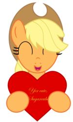 Size: 1939x3226 | Tagged: safe, artist:comfydove, applejack, g4, female, happy, heart, hearts and hooves day, solo