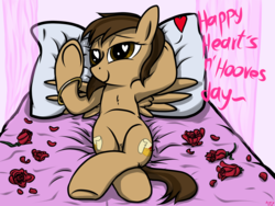 Size: 4096x3072 | Tagged: safe, artist:littlenaughtypony, oc, oc only, oc:harmony inkwell, armpits, bedroom, bedroom eyes, cute, hearts and hooves day, rose, valentine's day, wife