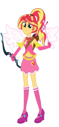 Size: 1820x3900 | Tagged: safe, artist:lifes-remedy, sunset shimmer, equestria girls, g4, alternate clothes, arrow, belly button, cupid, heart arrow, simple background, solo, transparent background, valentine's day, vector, wings