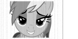 Size: 735x459 | Tagged: safe, rainbow dash, g4, animated, bedroom eyes, black and white, female, grayscale, old timey, sexy