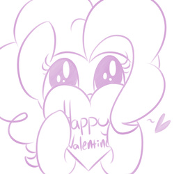 Size: 800x800 | Tagged: safe, artist:pink-dooples, pinkie pie, g4, cute, female, heart, hearts and hooves day, sketch, solo, valentine