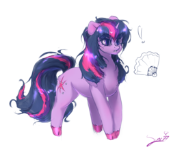 Size: 1024x891 | Tagged: safe, artist:sverre93, twilight sparkle, g4, cloven hooves, confused, cute, exclamation point, fan, female, fluffy, hooves, lip bite, messy mane, solo, twiabetes