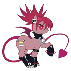 Size: 2900x2900 | Tagged: safe, artist:shark-sheep, bat pony, pony, disgaea, etna, high res, ponified, simple background, solo, transparent background