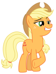 Size: 1716x2259 | Tagged: safe, artist:sketchmcreations, applejack, g4, made in manehattan, cowboy hat, crossed legs, female, grin, hat, lidded eyes, raised eyebrow, raised hoof, simple background, solo, stetson, transparent background, vector