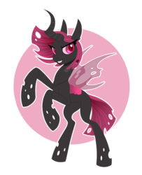 Size: 950x1169 | Tagged: safe, artist:silkensaddle, oc, oc only, pink changeling, solo