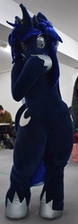 Size: 713x2048 | Tagged: safe, artist:kolshica, princess luna, human, g4, clothes, cosplay, costume, fursuit, irl, irl human, photo