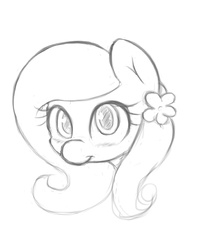 Size: 576x720 | Tagged: safe, artist:citizensmiley, fluttershy, g4, blushing, female, flower, flower in hair, sketch, solo