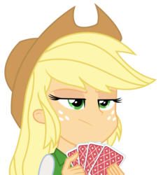 Size: 2372x2550 | Tagged: safe, artist:sketchmcreations, applejack, equestria girls, g4, rainbow rocks, card, cowboy hat, female, hat, high res, playing card, poker face, simple background, solo, stetson, transparent background, vector
