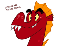 Size: 800x600 | Tagged: safe, artist:creepycurse, artist:queencold, garble, dragon, g4, male, reaction image, simple, simple background, solo, teenaged dragon