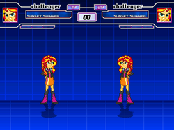 Size: 640x480 | Tagged: safe, artist:toonalexsora007, screencap, sunset shimmer, equestria girls, g4, fighting game, fighting stance, idle, life bar, mirror match, mugen, self paradox