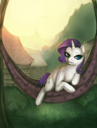 Size: 800x1053 | Tagged: safe, artist:elkaart, rarity, g4, female, hammock, solo