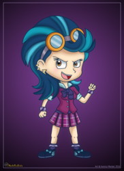 Size: 2550x3509 | Tagged: safe, artist:meckelfoxstudio, indigo zap, equestria girls, g4, my little pony equestria girls: friendship games, chibi, female, high res, looking at you, open mouth, solo, wristband