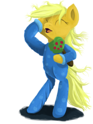 Size: 2400x3200 | Tagged: safe, artist:frenkieart, applejack, bloomberg, earth pony, pony, g4, apple tree, bipedal, female, footed sleeper, high res, mare, plushie, solo, yawn