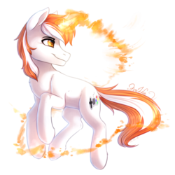 Size: 1000x1000 | Tagged: safe, artist:fenwaru, oc, oc only, oc:neon flame, pony, unicorn, magic, male, solo, stallion