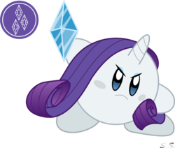 Size: 1193x1013 | Tagged: safe, artist:silver-soldier, rarity, puffball, g4, diamond, female, kirby, kirby (series), kirby rarity, kirbyfied, simple background, slashy intensifies, solo, species swap, transparent background, vector